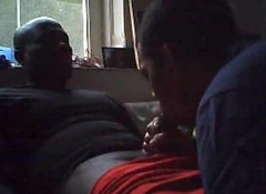 Surinamese guy giving a Cura&ccedil_ao guy a blowjob - Interracial