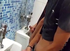 friends jacking off in the public bathroom