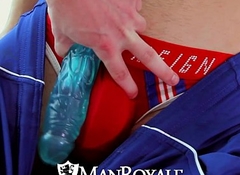 ManRoyale - Archer tests his new dildo with an obstacle application guy