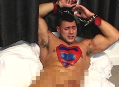 Latex Superman Defeated To Cum