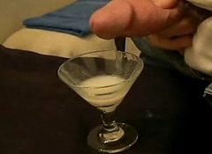 huge cumshot in a glass 30 second long male orgasm